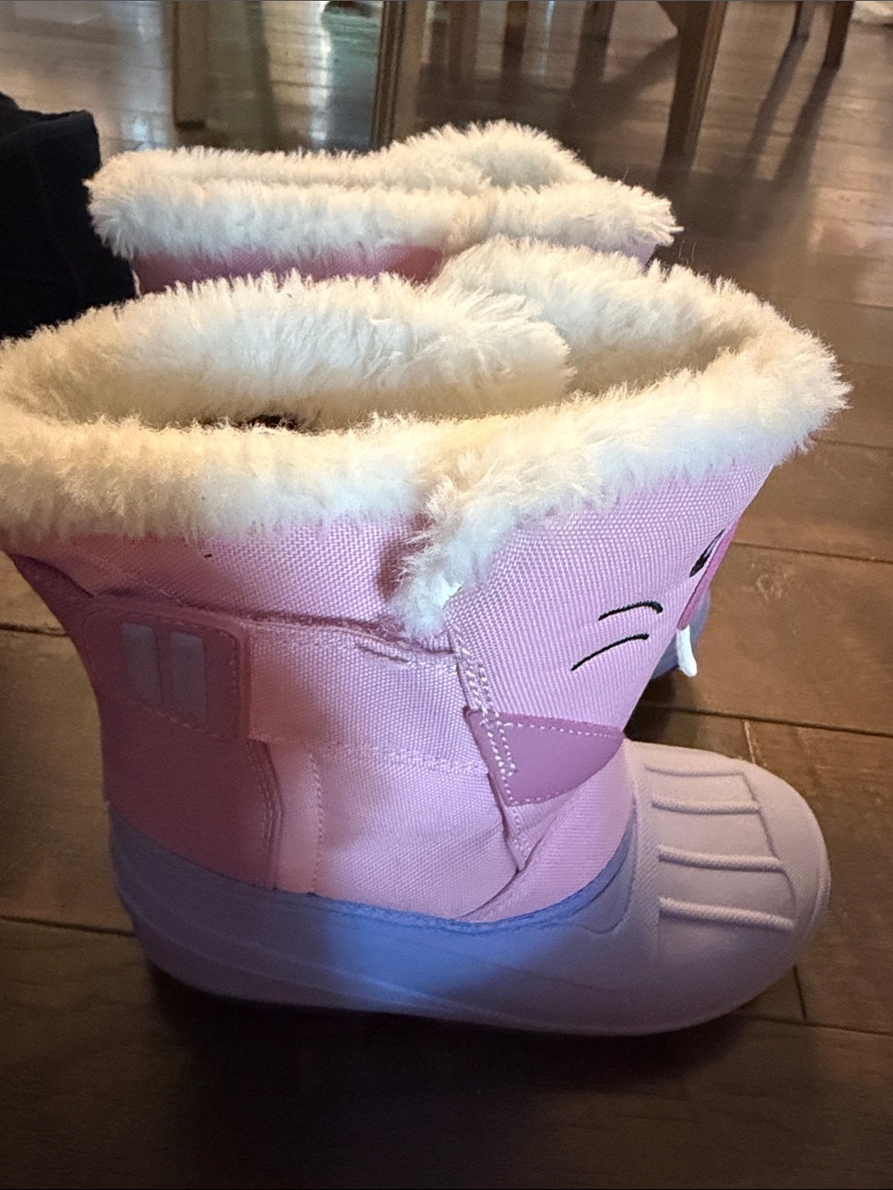 Cat & Jack Pink and Purple Kids Winter Snow Boots with Faux Fur Trim - Picture 2 of 5